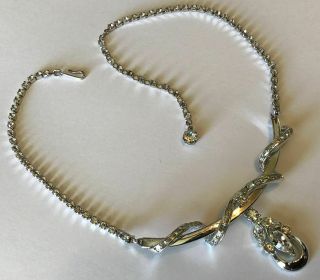 Vintage Coro Signed Clear Rhinestone Necklace