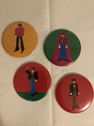 Vintage Beatles 1968 Yellow Submarine Large Buttons - Complete Set Of 4
