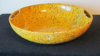 Vintage Melmac Melamine Fiery Orange Gold Confetti Serving Bowl Handles