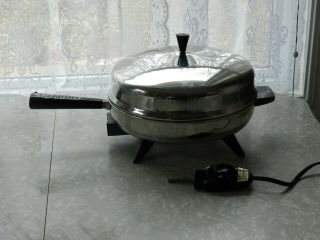 Vtg Stainless Steel Farberware Electric Fry Pan 310 - B Frying Skillet Dome Lid