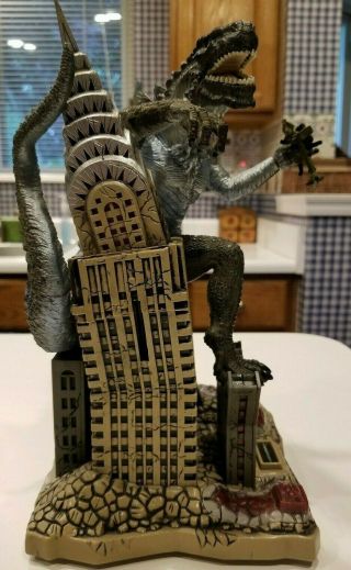 Toho 1998 Vintage Godzilla Empire State Building Animated Toy Figurine Coin Bank
