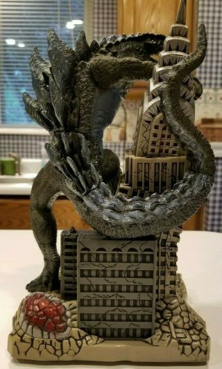 TOHO 1998 Vintage Godzilla Empire State Building Animated Toy Figurine Coin Bank 3
