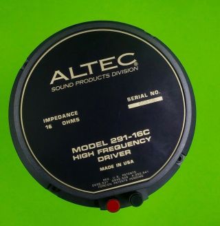 Altec Lansing 291 - 16c High Frequency Driver.  Serial 00806.  Tangerine Phase Plug