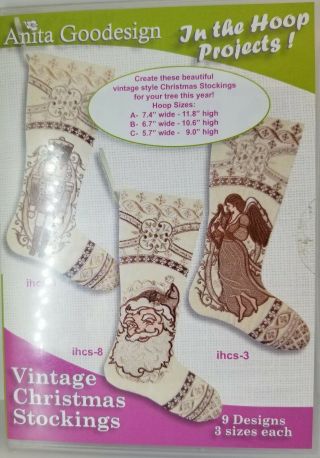 Anita Goodesign Vintage Christmas Stockings Embroidery Design Cd Slightly.