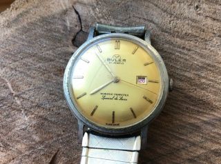 Vintage Mens Swiss Made Buler Watch For Repair