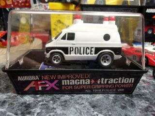 Vintage Aurora Afx Slot Car Dodge Police Van Wcase Error Label