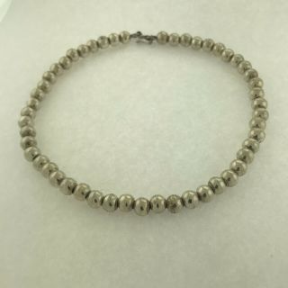 Vintage 925 Sterling Silver 8mm Wide Round Bead Link Necklace,  14.  5 " Long 42 Gr