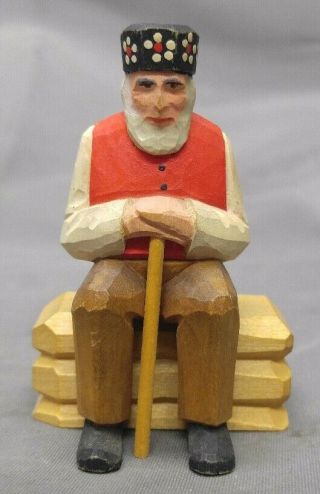 Old Vintage Swiss Man Wood Carving Switzerland