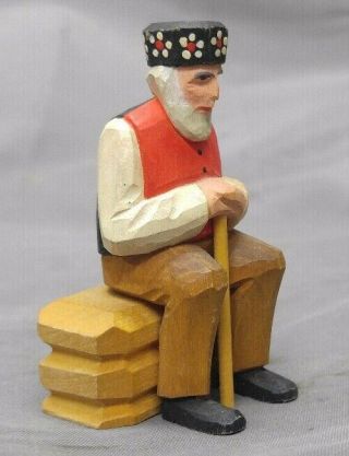 Old Vintage Swiss Man Wood Carving Switzerland 3