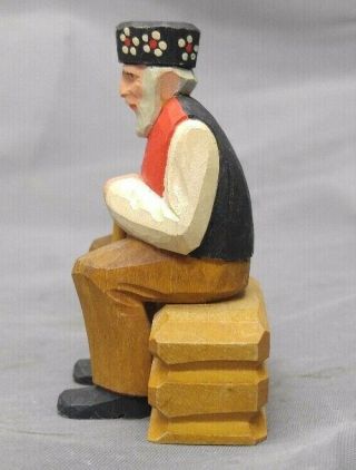 Old Vintage Swiss Man Wood Carving Switzerland 6
