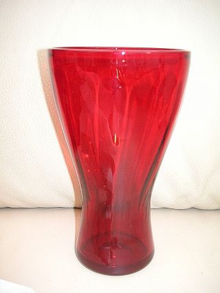Whitefriars Vintage Ruby Red Crystal Art Glass Vase