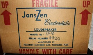 JansZen Pair (2) Model 65 Electrostatic Speakers and no grill 6