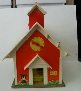 Vintage 1971 Fisher Price Little People School House Furniture Playground Toys 2