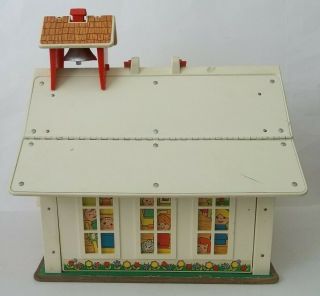 Vintage 1971 Fisher Price Little People School House Furniture Playground Toys 3