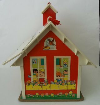 Vintage 1971 Fisher Price Little People School House Furniture Playground Toys 4