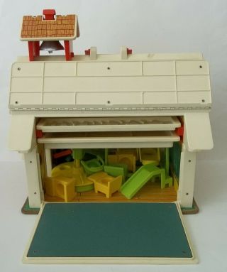 Vintage 1971 Fisher Price Little People School House Furniture Playground Toys 5