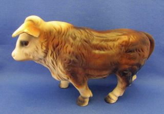 Vintage Hereford Bull Hand Painted Large Porcelain Figurine Made In Japan
