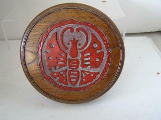 Asian China Japan Intricately Carved Box Moth Vintage Old Round Trinket Wood 7 "