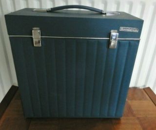 Vintage Lp Record Case Carrier Revelation Vinyl Fluted Front Blue Heavy Duty