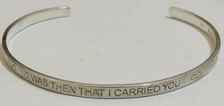 Vtg Sterling Cuff Bracelet Footprints In The Sand It Was Then That I Carried You