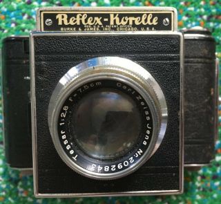 B&j Burke Reflex Korelle Camera,  Carl Zeiss Jena Tessar 2.  8 7.  5cm Lens As - Is