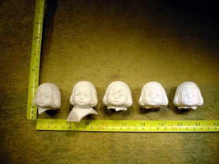 5 X Vintage Excavated Rose Bisque Doll Head Age1890 Mixed Medi Altered Art 13039