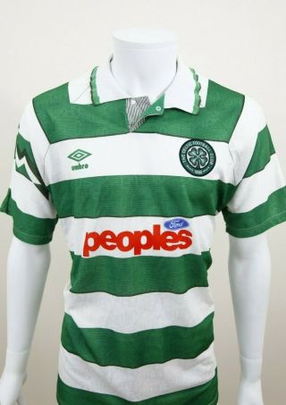 Vintage 1991 Peoples Glasgow Celtic Umbro Football Top Sz L