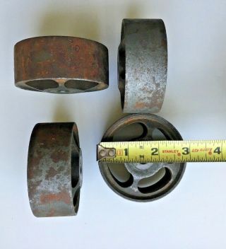 (4) Vintage Cast Metal Wheels Casters 3 
