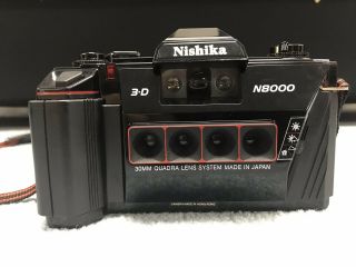 Wonderful Nishika N8000 3d 35mm Quadra Lens Camera W/ Case & Strap