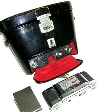 Vintage Zeiss Ikon Contarex (?) Lenses/extra 35mm Film Backs Hard Leather Case