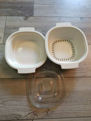 Vintage 3 Pc Rubbermaid Microwave Cookware Ivory Stackable