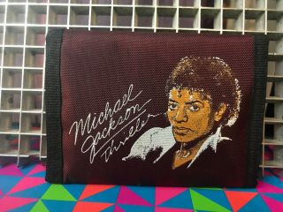 Vintage 1980’s Michael Jackson Thriller Wallet•burgundy•new Old Stock•velcro•