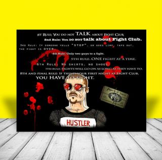 " Rules Of Fight Club " Tyler Durden In Vintage Hustler Shirt Poster Art Movie