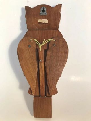 Vintage Carved Wood Owl Folk Art Wings Move Up Down Unique Mid Century Carving 6
