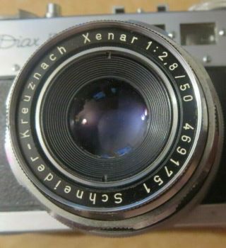 Diax IIb 35mm Rangefinder Film Camera Schneider Kreuznach Xenar 1:2.  8/50 Lens 5