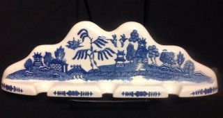 Blue Willow Vintage Ceramic 3 Grasp Wall Utensil Holder