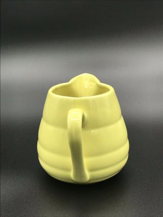 Vintage Bauer Pottery Beehive Ringware Yellow Chartruese Creamer Pitcher Vase 4 