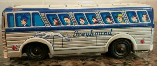 Vintage Tin Litho Friction Toy Express Greyhound Bus G - 6491 - Made In Japan 5 "