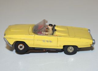 Vintage 1960s Aurora Thunderjets Ho Yellow Ford Thunderbird Convertible Slot Car