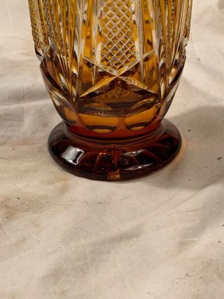 Vintage Nachtmann Bleikristall Amber Crystal Ornate Cut Vase Bavaria Germany 4