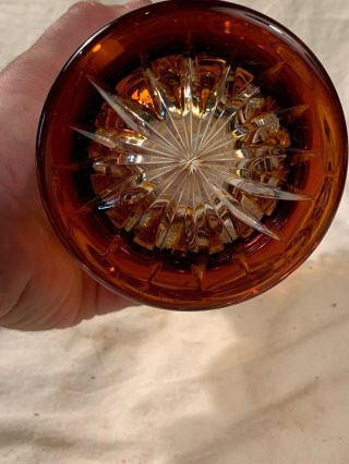 Vintage Nachtmann Bleikristall Amber Crystal Ornate Cut Vase Bavaria Germany 7