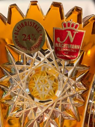 Vintage Nachtmann Bleikristall Amber Crystal Ornate Cut Vase Bavaria Germany 8