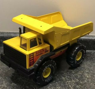 Vintage Tonka Metal Yellow Dump Truck Xmb - 975 Turbo Diesel Pressed Steel 16.  5”