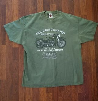 Mens Vtg Xl Green War Bike Harley Davidson Pearl Harbor Honolulu Hawaii Tshirt