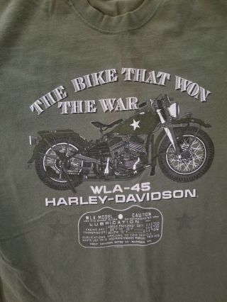Mens Vtg Xl Green War Bike Harley Davidson Pearl Harbor Honolulu Hawaii Tshirt 2