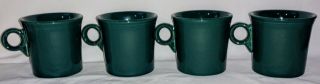 Vintage Fiesta Green Coffee Mugs Set Of 4 Fiestaware Tom & Jerry Ring Handle
