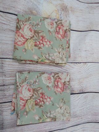 Vintage Ralph Lauren Charlotte Sage Green Floral Standard 2 Pillowcase Set