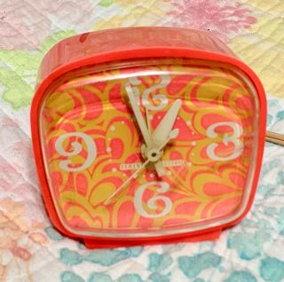 Vintage Orange General Electric Alarm Clock Retro Mod 60 