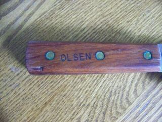 Vintage Olsen Kitchen Knife W/Box Wood Handle 17 1/2  Made In Howard City Mi. 4