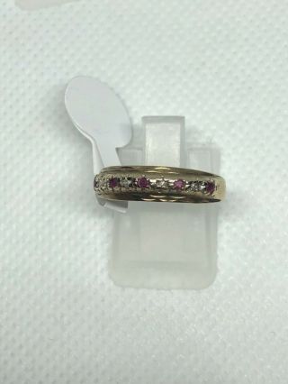 Vintage 9ct Gold Ring With Garnets And Diamonds Size K 1.  3grams